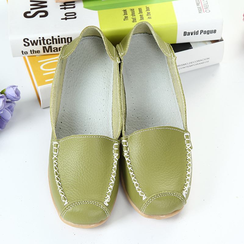 Kvinner Flats Sko Komfortable Fritids Slip On Round Toe Myk Flat Loafers Sko