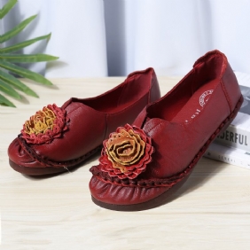 Kvinner Folkways Stricing Blomster Myk Såle Fritids Flat Loafers