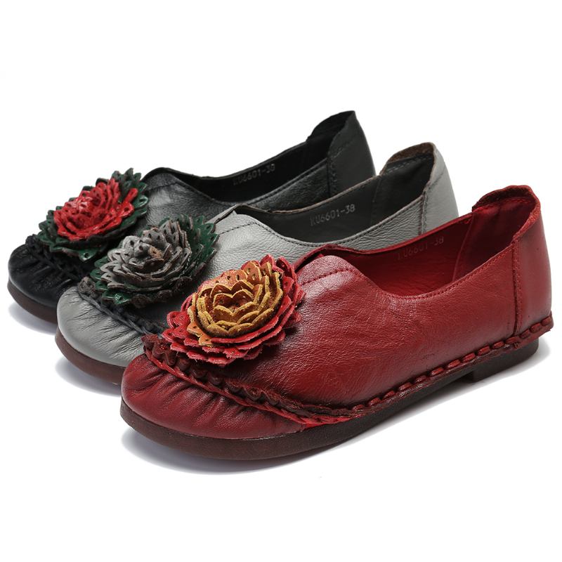 Kvinner Folkways Stricing Blomster Myk Såle Fritids Flat Loafers