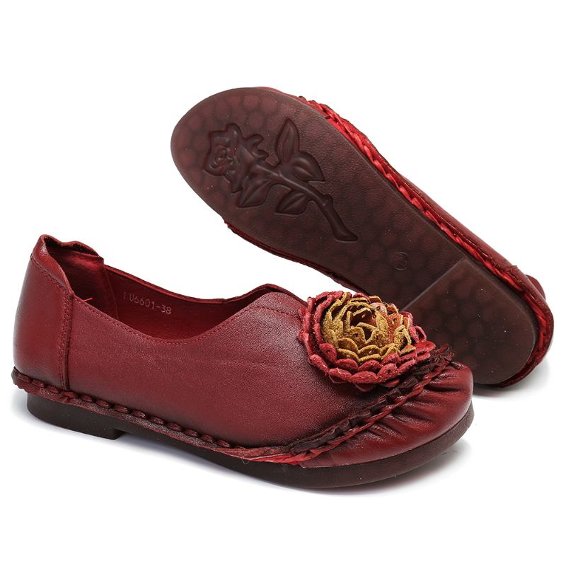 Kvinner Folkways Stricing Blomster Myk Såle Fritids Flat Loafers