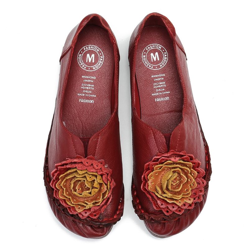 Kvinner Folkways Stricing Blomster Myk Såle Fritids Flat Loafers