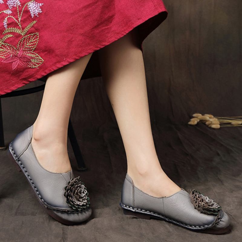 Kvinner Folkways Stricing Blomster Myk Såle Fritids Flat Loafers