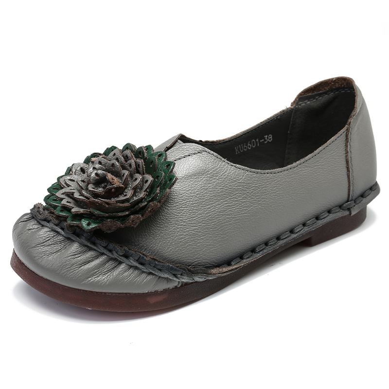 Kvinner Folkways Stricing Blomster Myk Såle Fritids Flat Loafers