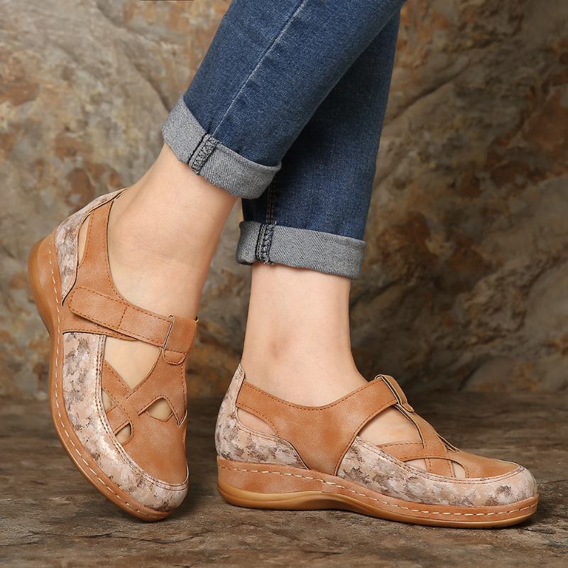 Kvinner Fritids Cross Strap Hollow Out Komfortable Flats