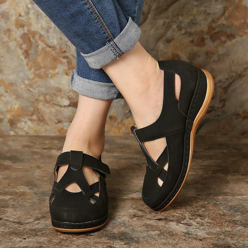 Kvinner Fritids Cross Strap Hollow Out Komfortable Flats