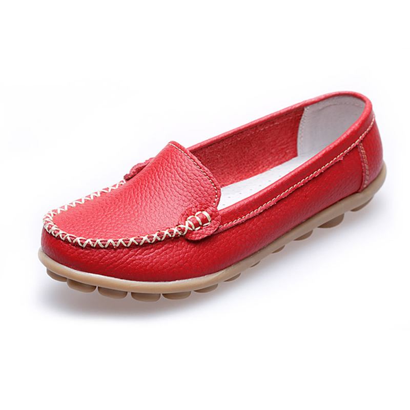 Kvinner Fritids Flats Runde Toe Loafers Myk Såle Slip On Flat Loafers