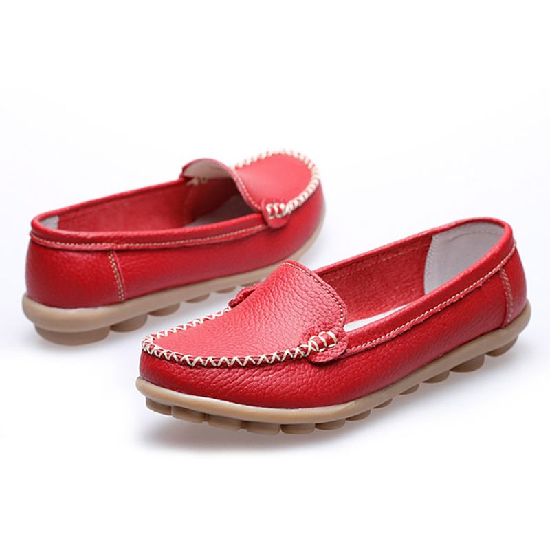 Kvinner Fritids Flats Runde Toe Loafers Myk Såle Slip On Flat Loafers