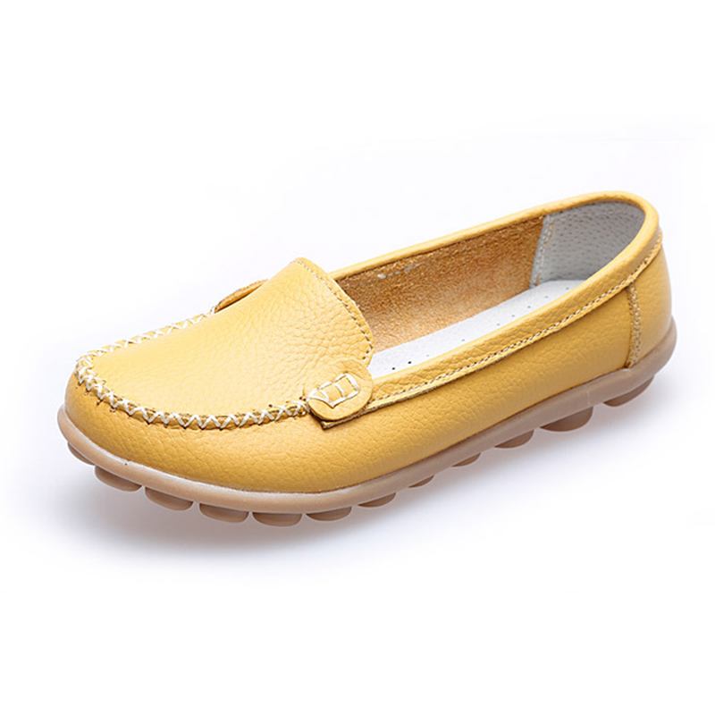 Kvinner Fritids Flats Runde Toe Loafers Myk Såle Slip On Flat Loafers