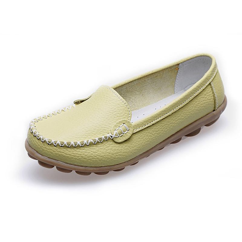 Kvinner Fritids Flats Runde Toe Loafers Myk Såle Slip On Flat Loafers