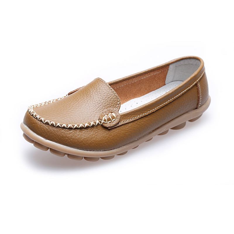 Kvinner Fritids Flats Runde Toe Loafers Myk Såle Slip On Flat Loafers