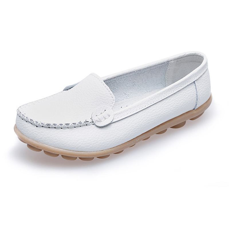 Kvinner Fritids Flats Runde Toe Loafers Myk Såle Slip On Flat Loafers