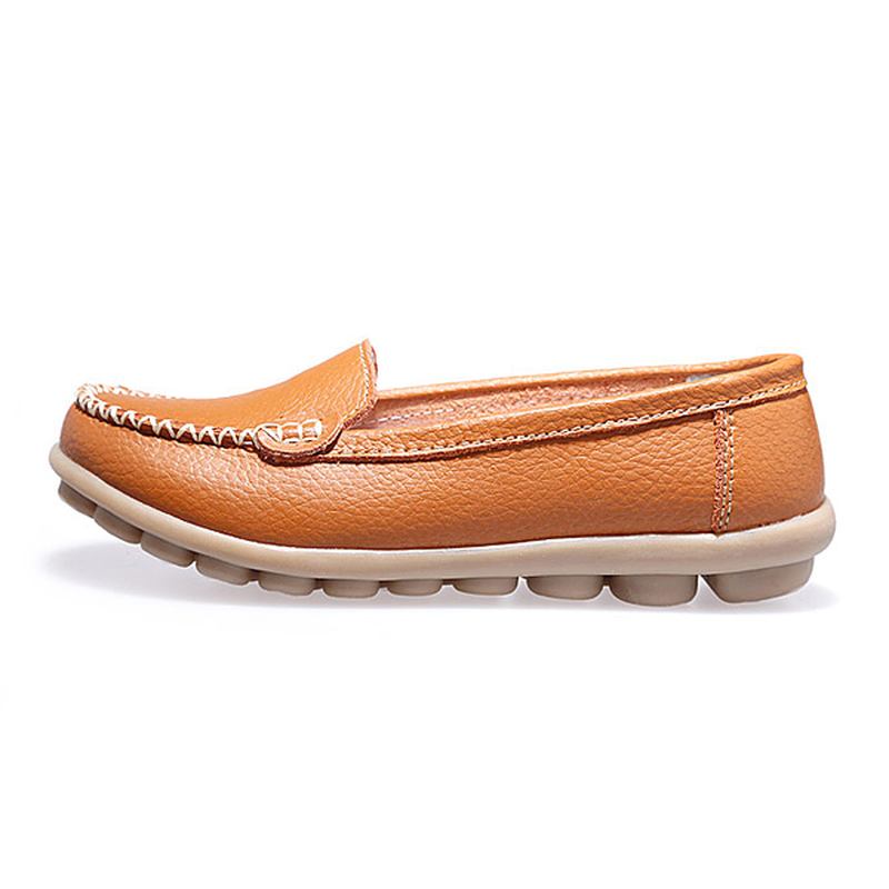 Kvinner Fritids Flats Runde Toe Loafers Myk Såle Slip On Flat Loafers