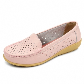 Kvinner Fritids Hollow Out Myk Komfortabel Sommer Slip On Outdoor Flats Loafer Sko