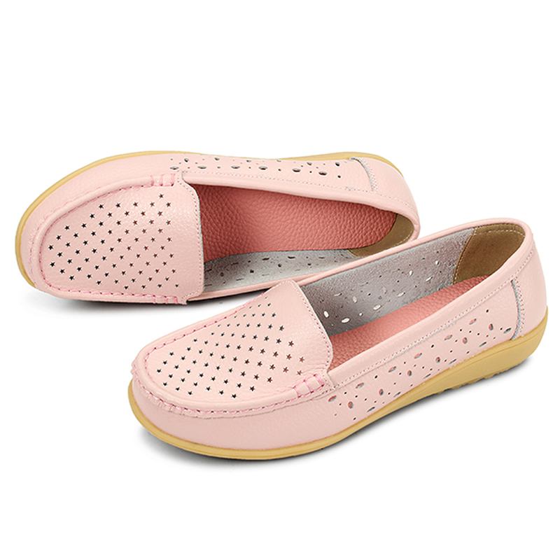 Kvinner Fritids Hollow Out Myk Komfortabel Sommer Slip On Outdoor Flats Loafer Sko