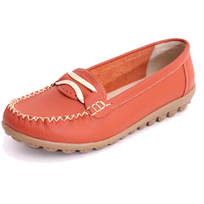 Kvinner Fritids Høst Flats Runde Toe Sko Myk Bunn Flat Loafers