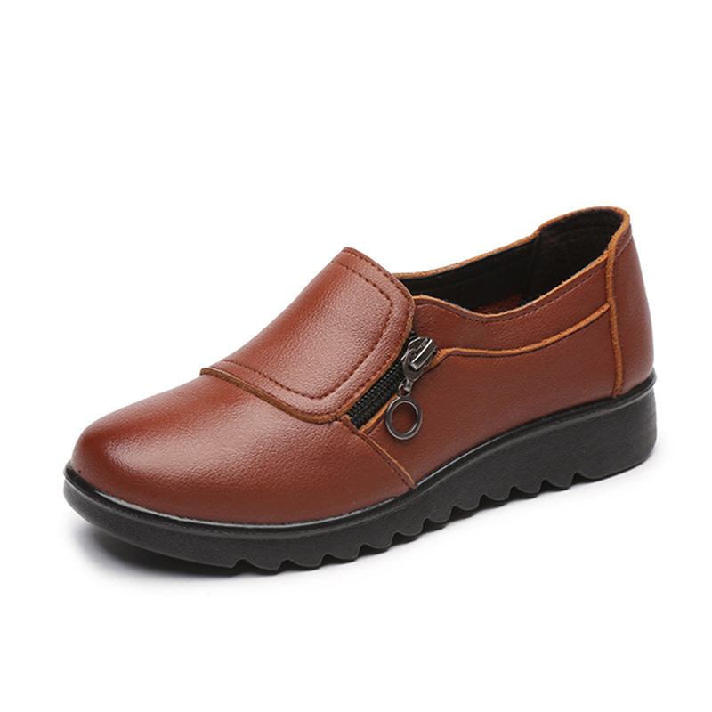 Kvinner Fritids Leather Slip On Outdoor Flat Loafers