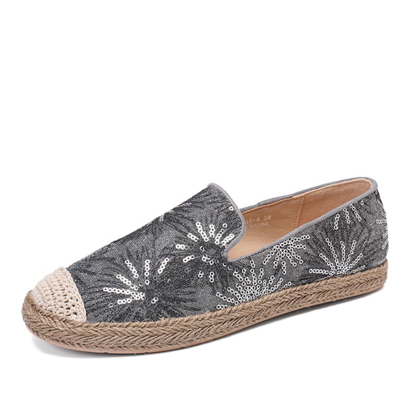 Kvinner Fritids Paljetter Blomster Mønster Espadrille Flats Loafers