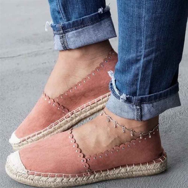 Kvinner Fritids Pustende Espadrille Flat Slip On Flats