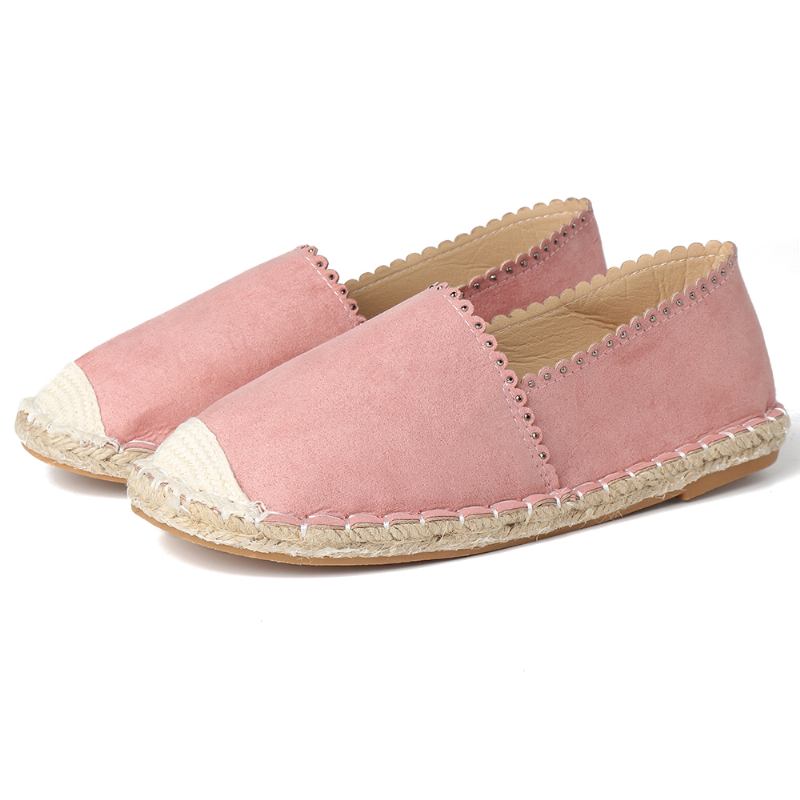 Kvinner Fritids Pustende Espadrille Flat Slip On Flats