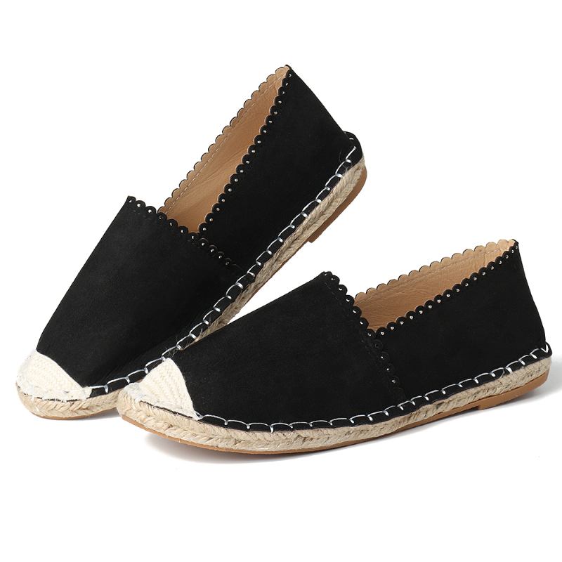 Kvinner Fritids Pustende Espadrille Flat Slip On Flats