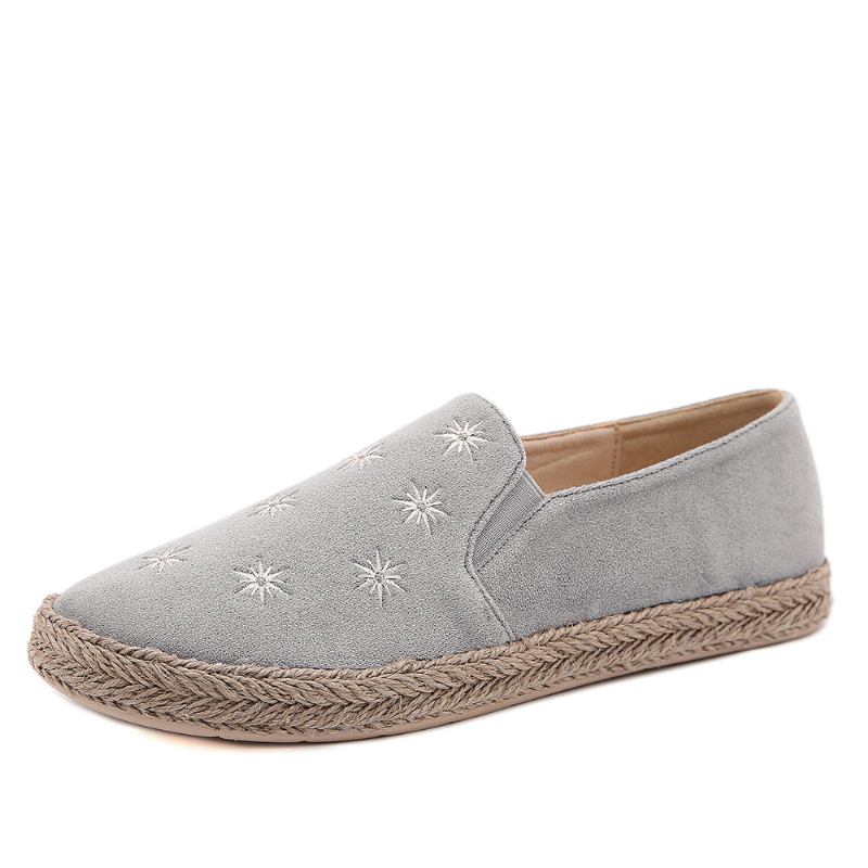 Kvinner Fritids Semsket Rund Tå Stjernebroderte Espadrilles Fisherman's Flats Loafers