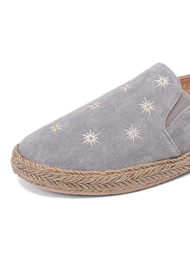 Kvinner Fritids Semsket Rund Tå Stjernebroderte Espadrilles Fisherman's Flats Loafers