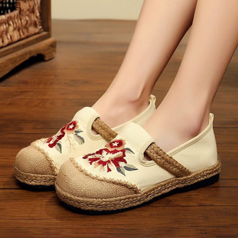 Kvinner Gamle Peking Blomster Broderi Fritids Espadrille Loafers