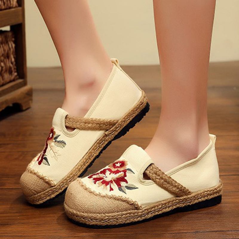 Kvinner Gamle Peking Blomster Broderi Fritids Espadrille Loafers