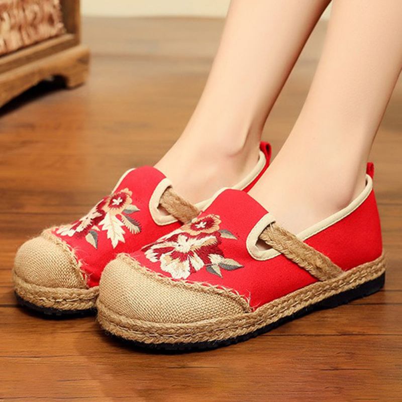 Kvinner Gamle Peking Blomster Broderi Fritids Espadrille Loafers