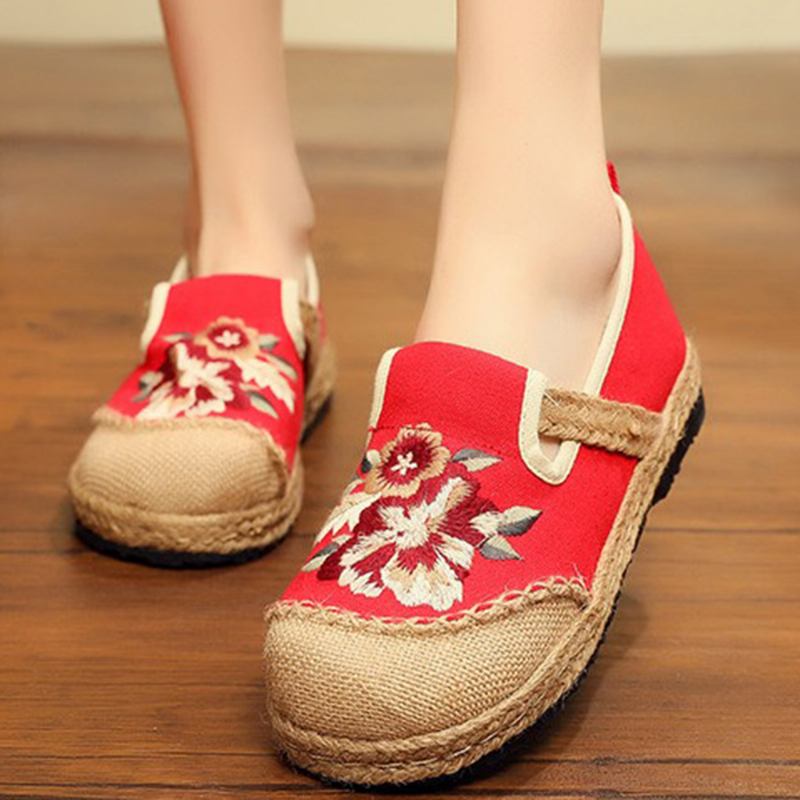 Kvinner Gamle Peking Blomster Broderi Fritids Espadrille Loafers