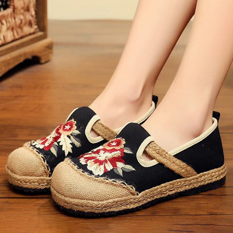 Kvinner Gamle Peking Blomster Broderi Fritids Espadrille Loafers