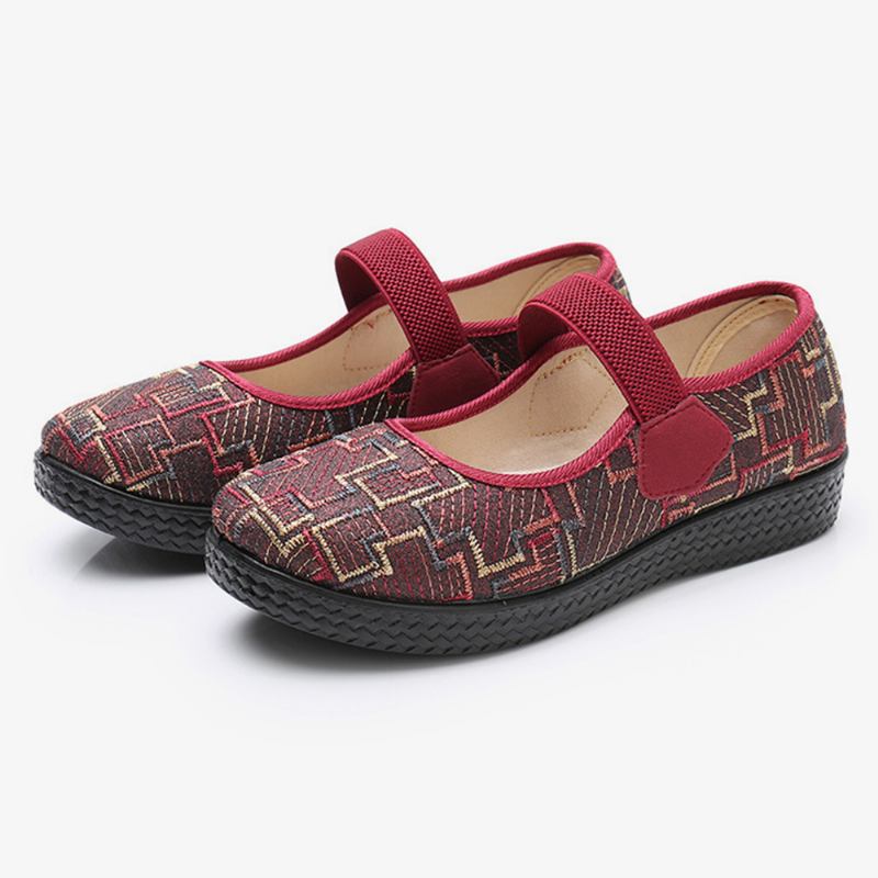 Kvinner Gamle Peking-klut Elastisk Slip On Resistant Loafers