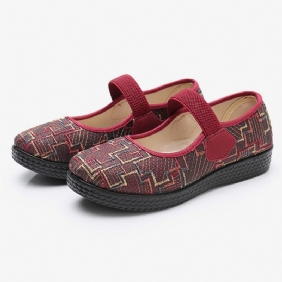 Kvinner Gamle Peking-klut Elastisk Slip On Resistant Loafers