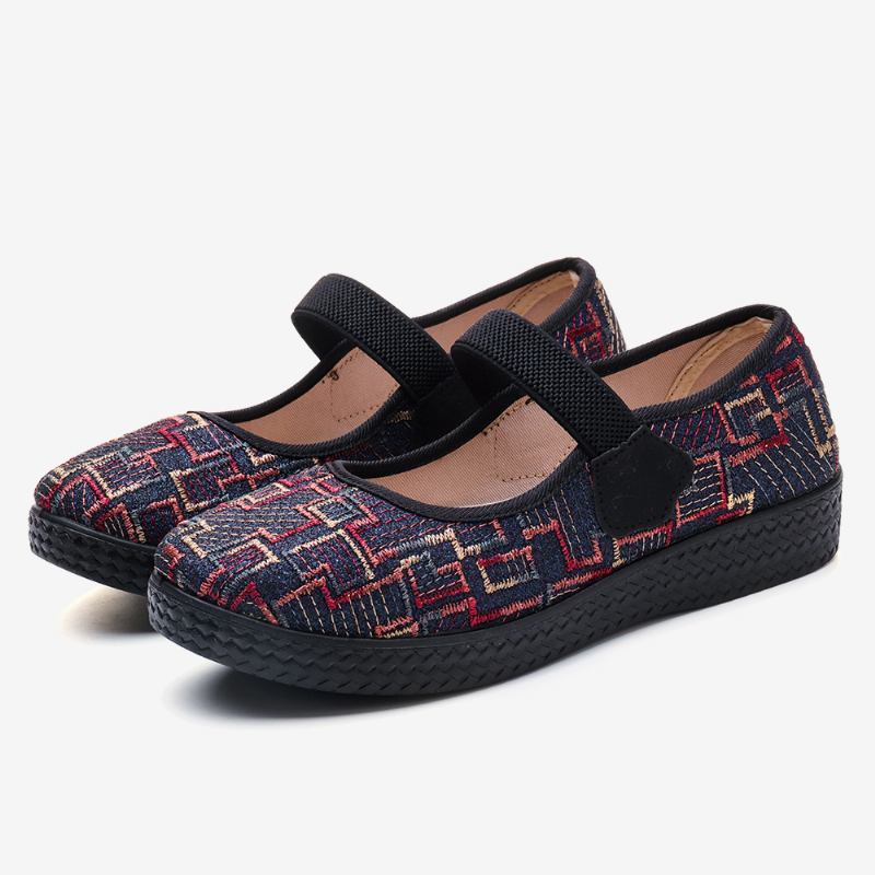 Kvinner Gamle Peking-klut Elastisk Slip On Resistant Loafers