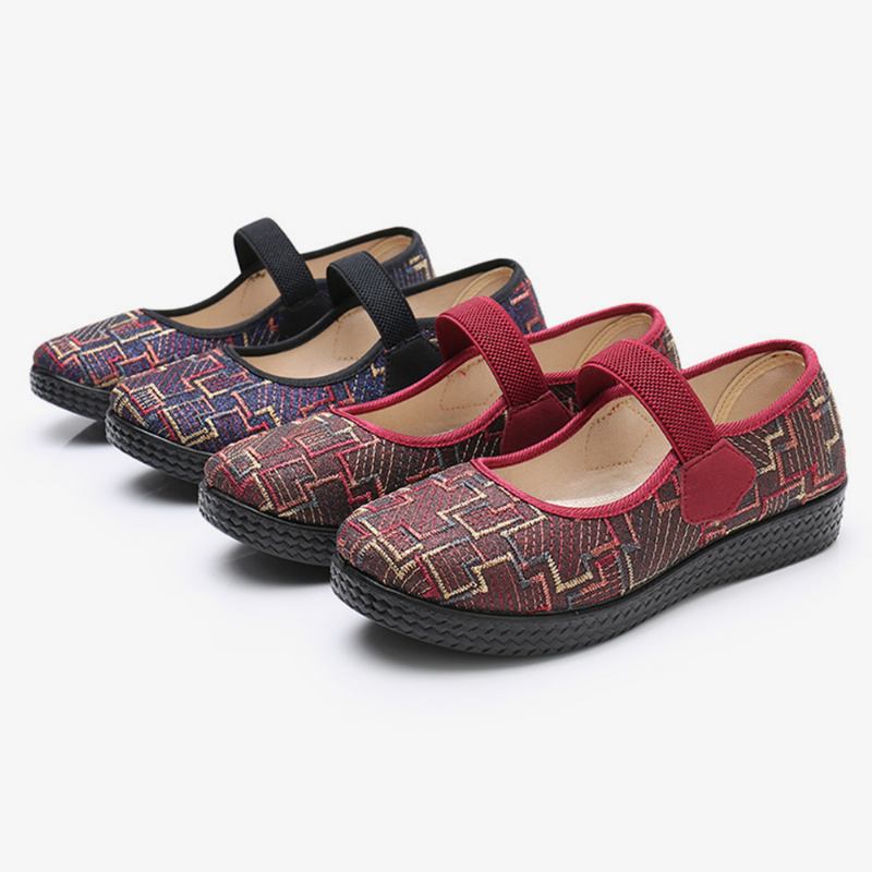 Kvinner Gamle Peking-klut Elastisk Slip On Resistant Loafers