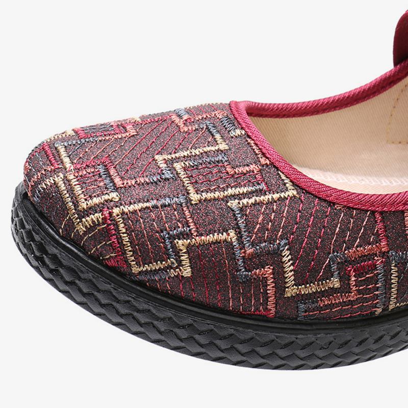 Kvinner Gamle Peking-klut Elastisk Slip On Resistant Loafers