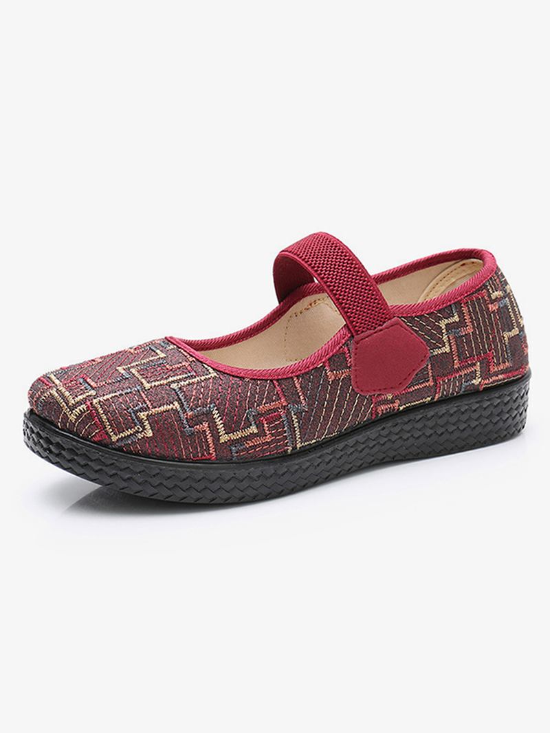 Kvinner Gamle Peking-klut Elastisk Slip On Resistant Loafers