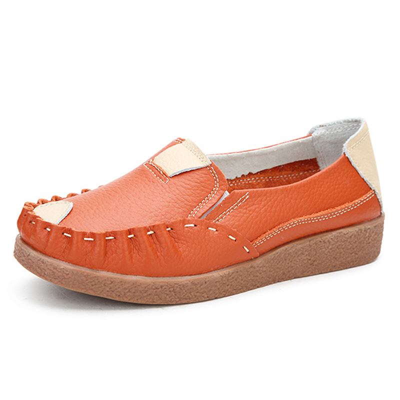 Kvinner Høst Flats Myk Sloe Runde Toe Sko Fargematchende Flat Loafers