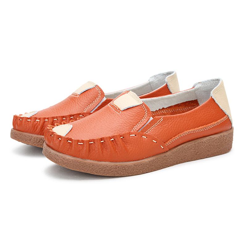 Kvinner Høst Flats Myk Sloe Runde Toe Sko Fargematchende Flat Loafers