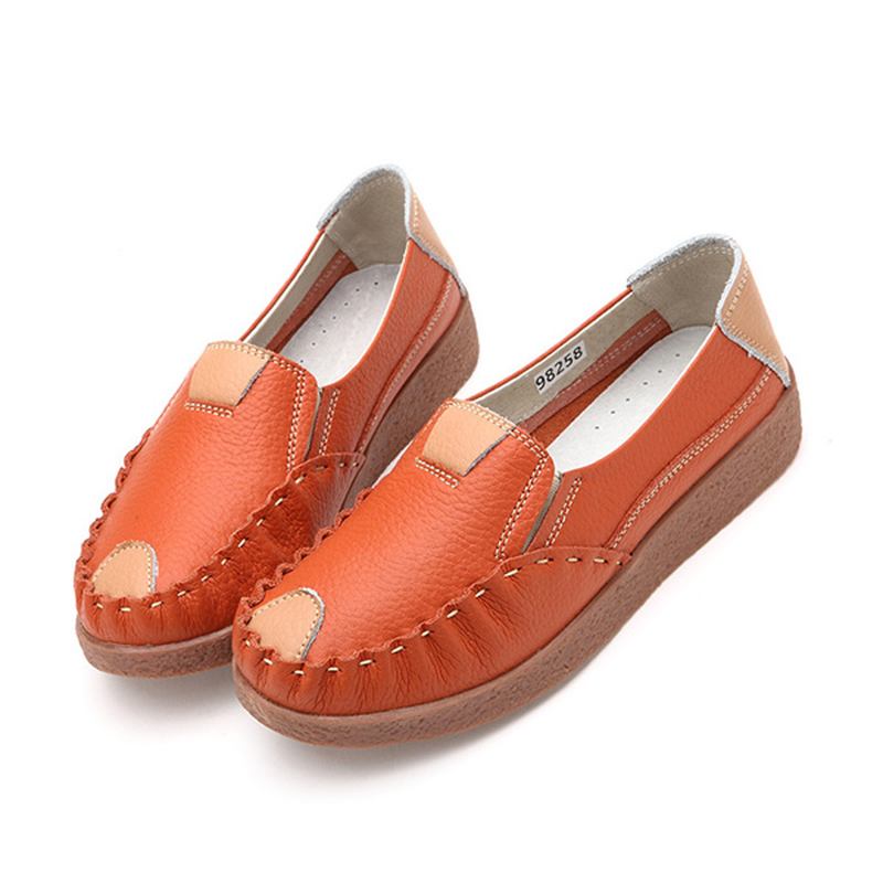 Kvinner Høst Flats Myk Sloe Runde Toe Sko Fargematchende Flat Loafers