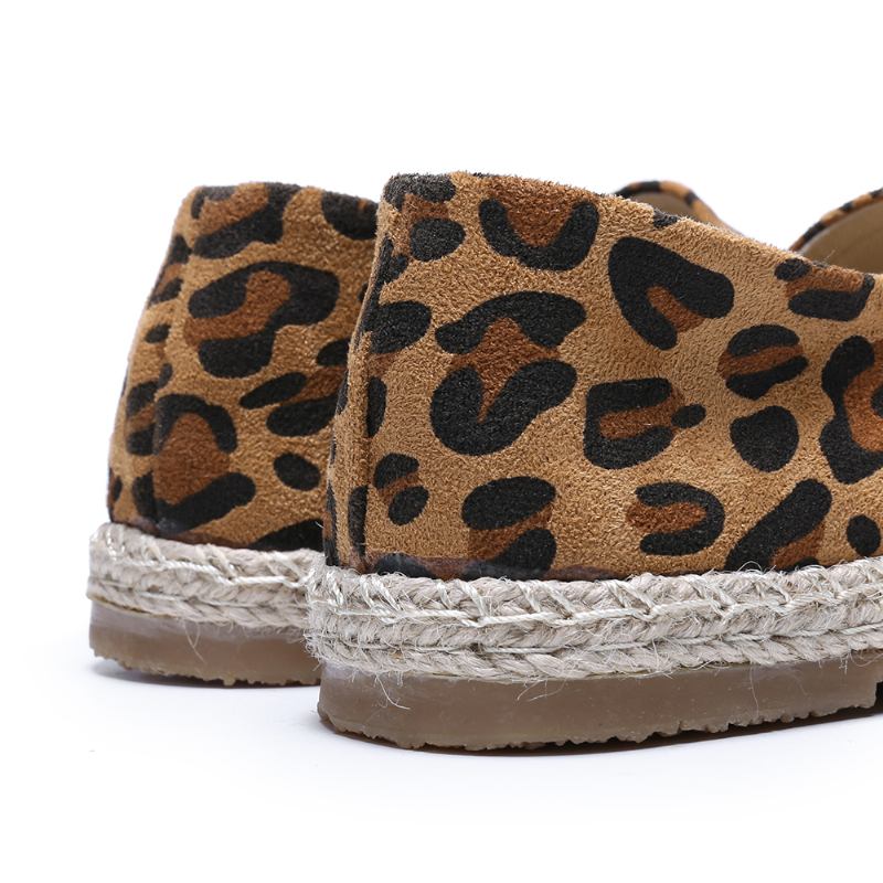 Kvinner Leopardtrykk Lett Uformell Slip On Espadrille Flats