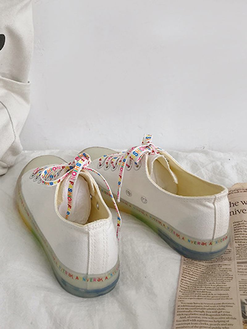 Kvinner Lerret Low Top Rainbow Sole Fritids Student Flats