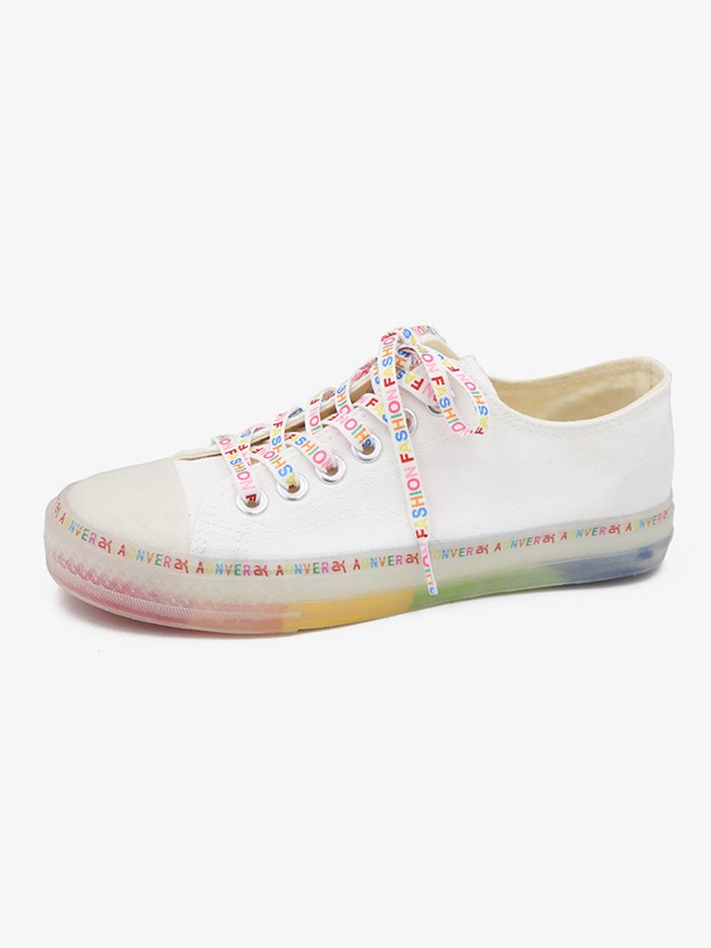 Kvinner Lerret Low Top Rainbow Sole Fritids Student Flats