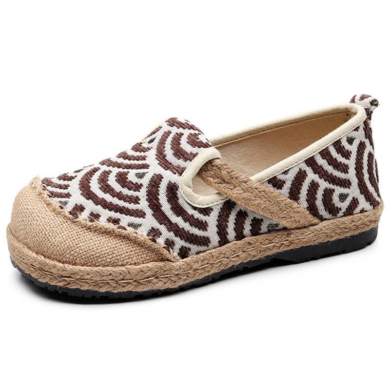 Kvinner Lin Bærbar Rund Tå Fritids Espadrille Flat Loafers