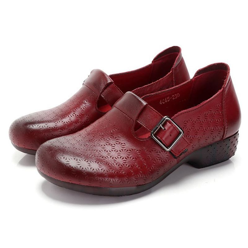 Kvinner Myk Pustende Hule Bærbar Spenne Fritids Leather Loafers