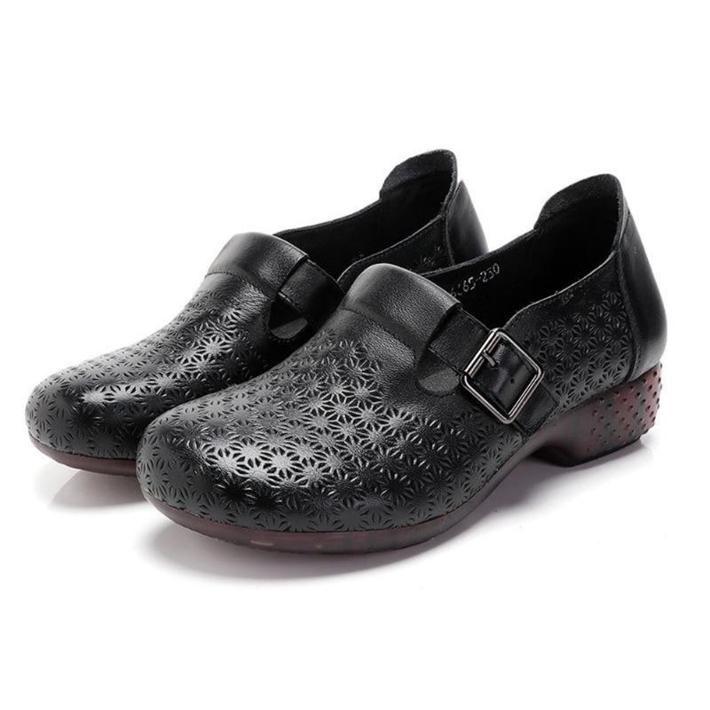 Kvinner Myk Pustende Hule Bærbar Spenne Fritids Leather Loafers