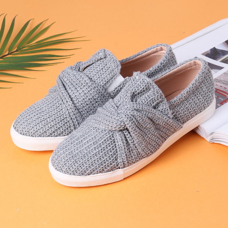 Kvinner Pustende Knitting Knot Flat Loafers