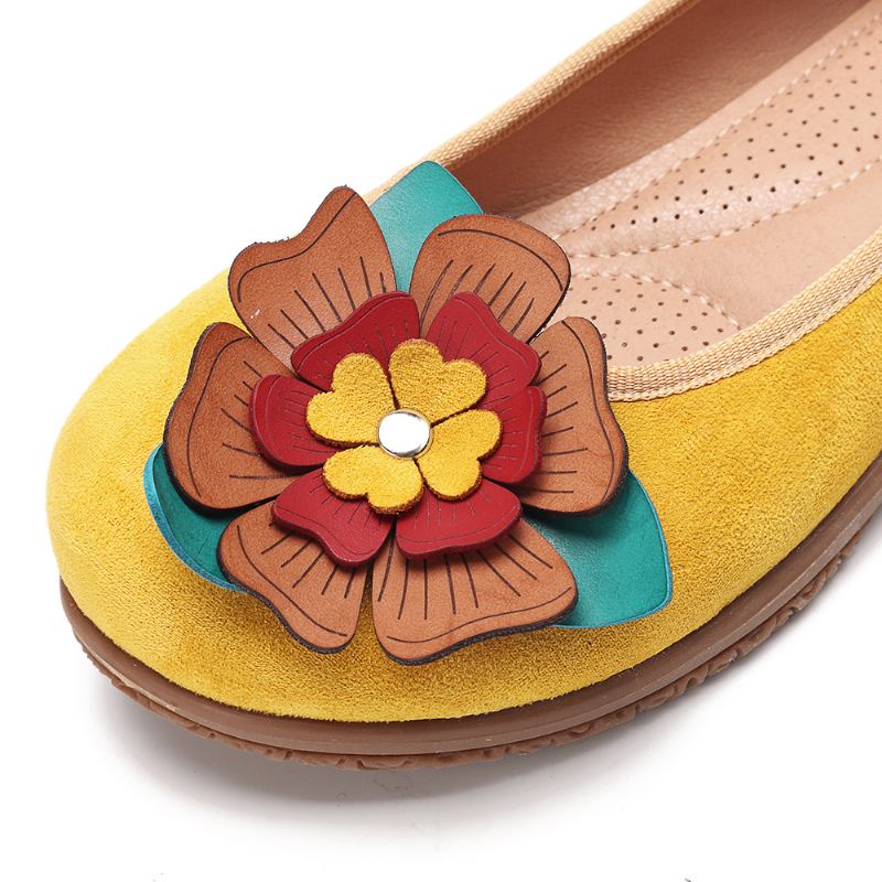 Kvinner Semsket Blomst Slip On Comfort Fritids Flats