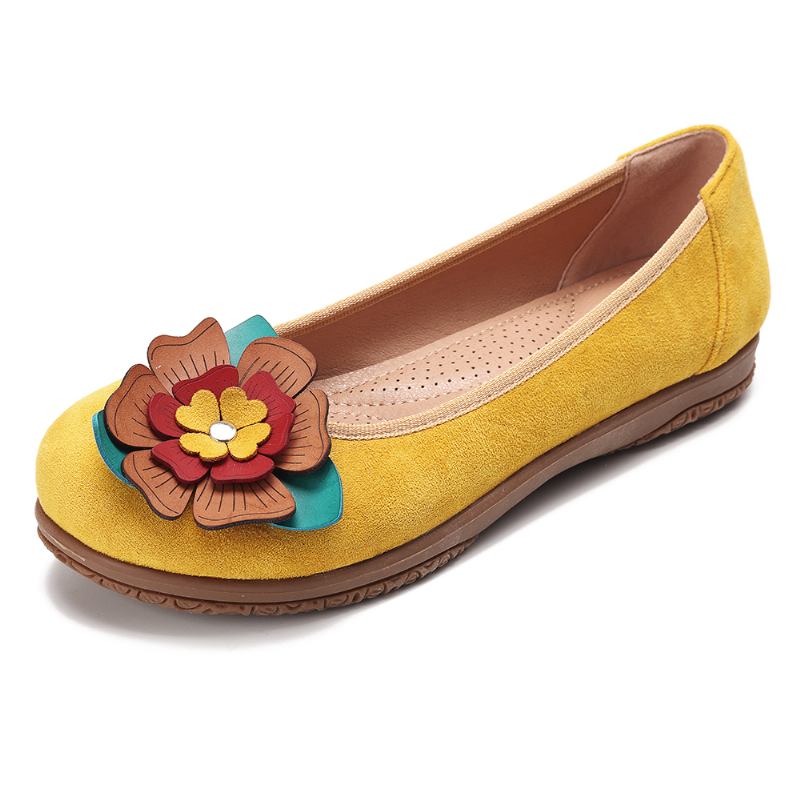 Kvinner Semsket Blomst Slip On Comfort Fritids Flats