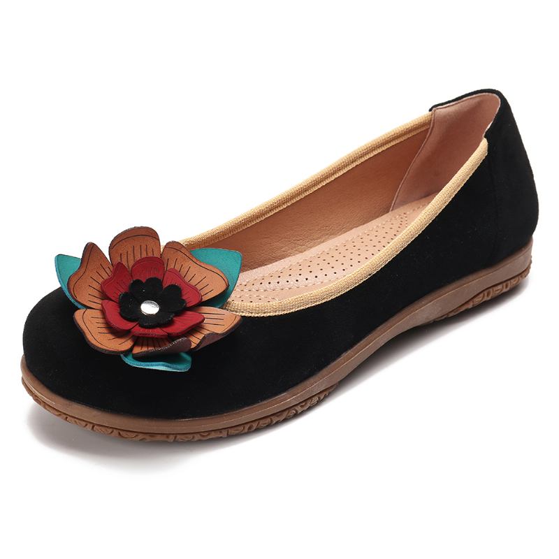 Kvinner Semsket Blomst Slip On Comfort Fritids Flats